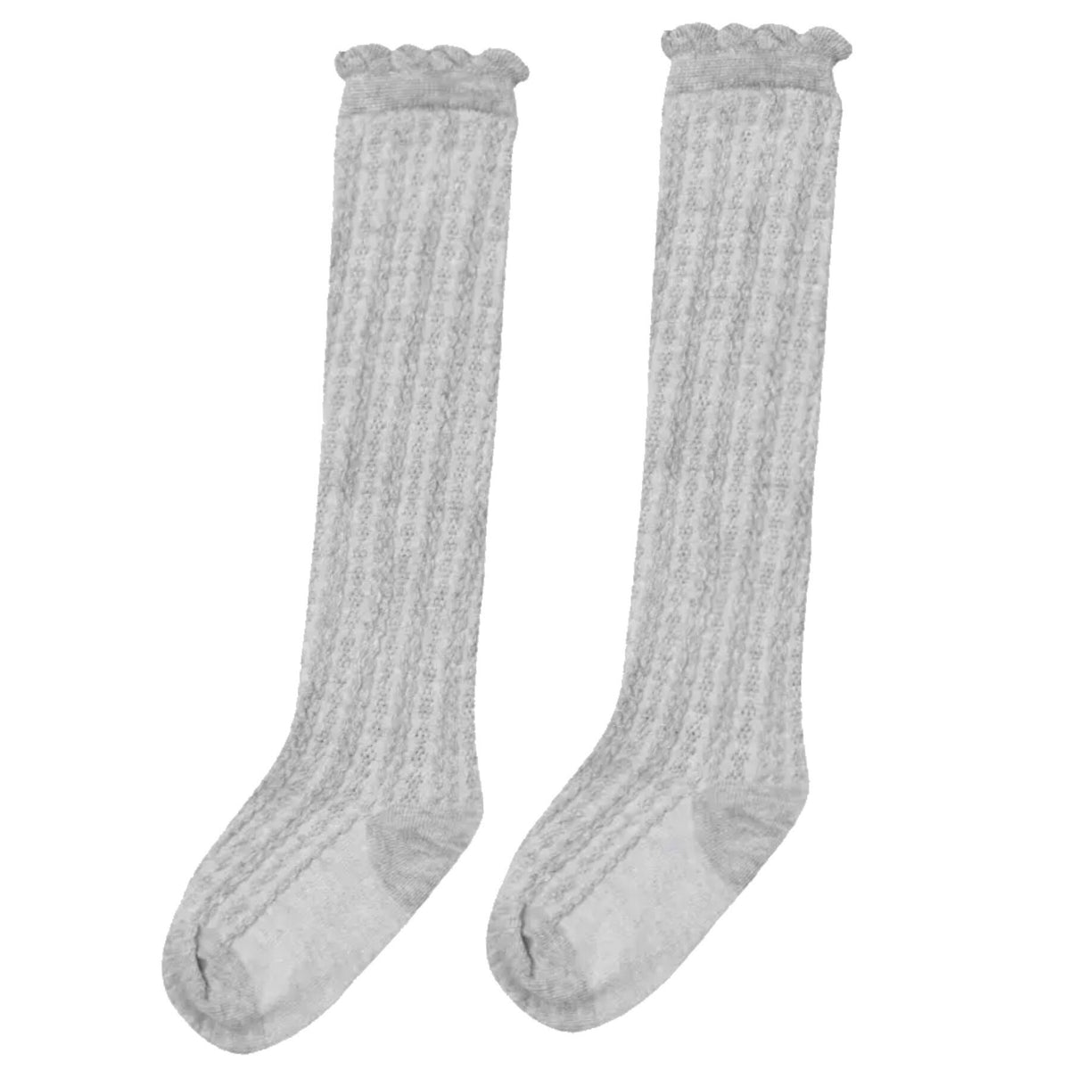 Ribbed Knee High Socks - Gray