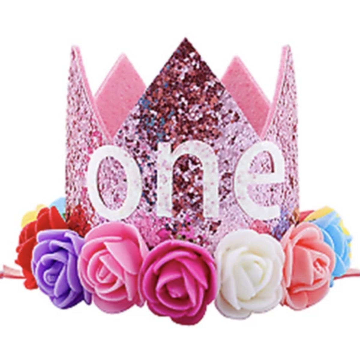 Pink Rainbow ONE - First Birthday Crown