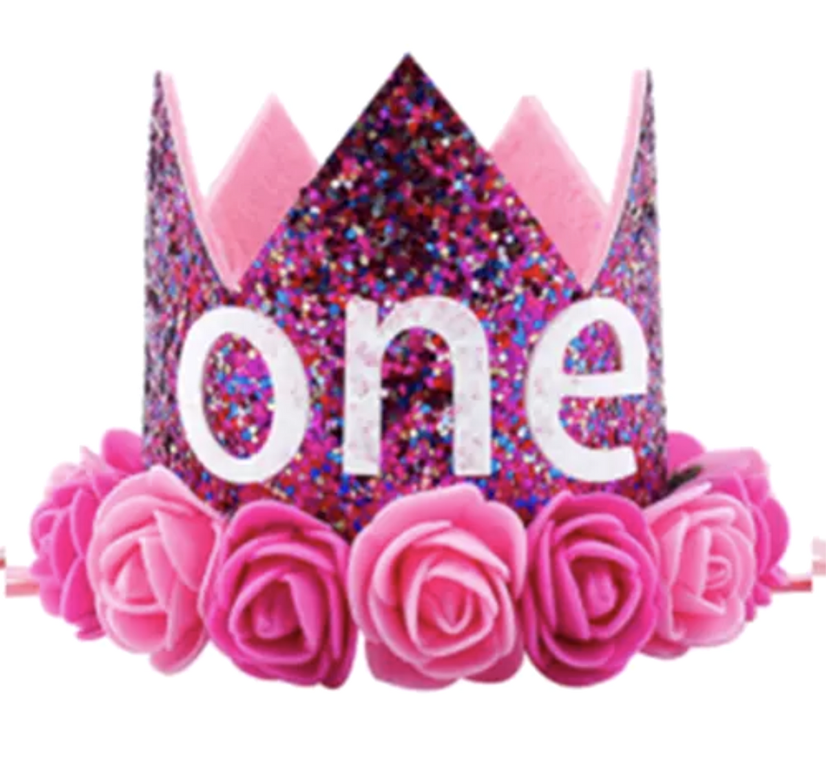 Pink Confetti One - First Birthday Crown