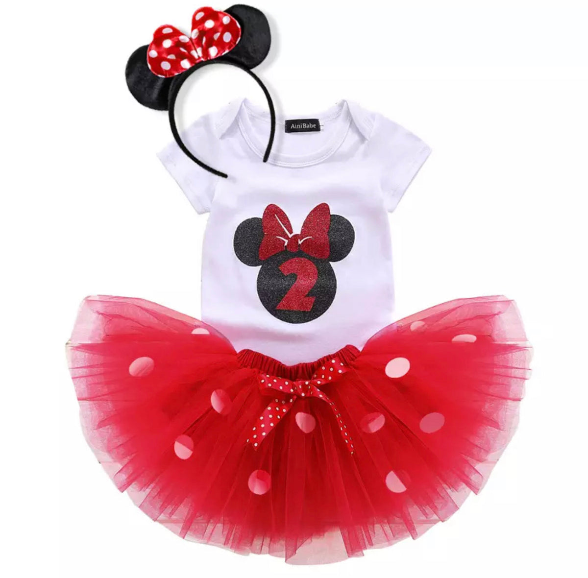 Red Minnie Mouse Second Birthday Outfit