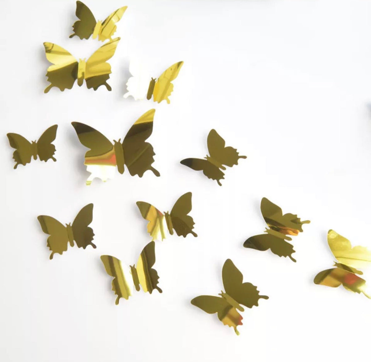 Gold Metallic Butterfly Wall Stickers (Set of 12)