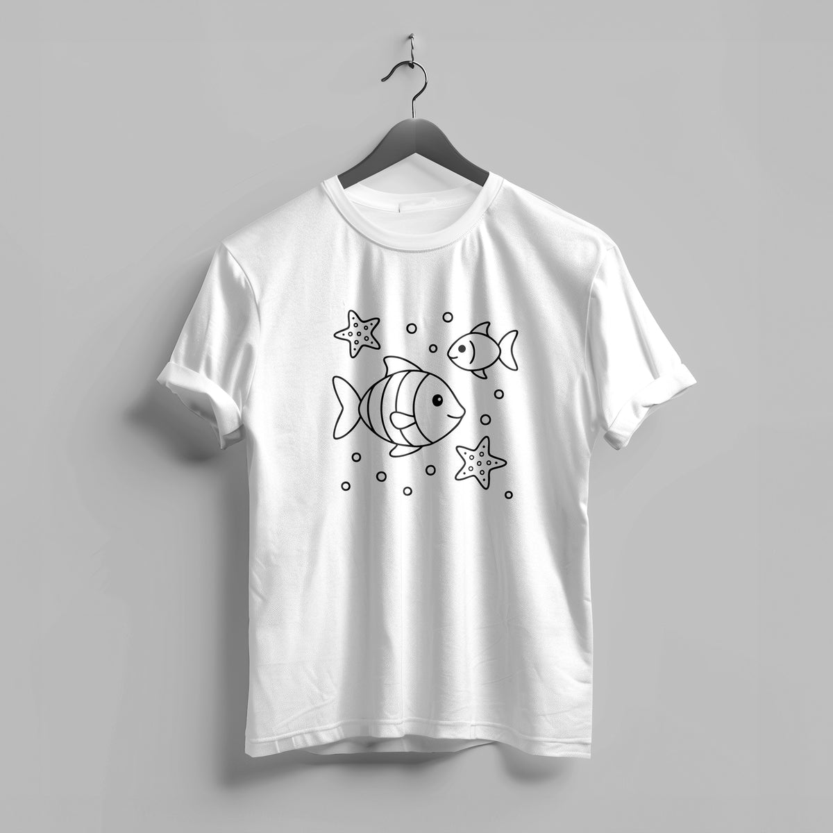 Colouring-In T-Shirt for Kids – Fish and Starfish + Markers | Lullaby Lane