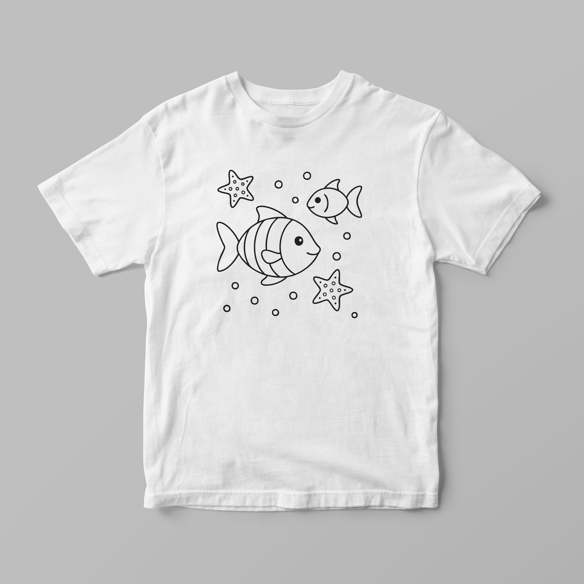 Colouring-In T-Shirt for Kids – Fish and Starfish + Markers | Lullaby Lane