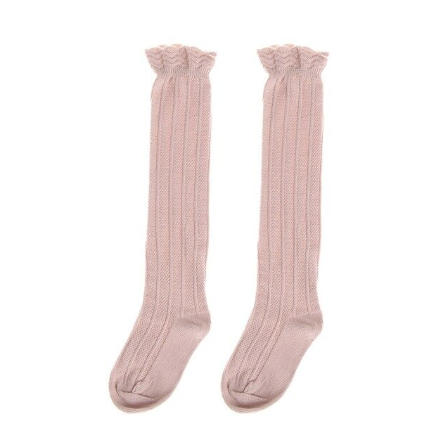 Ribbed Knee High Socks - Blush Pink