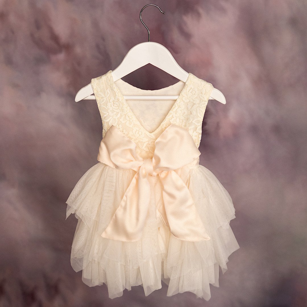 Ivory Sash Tulle Dress