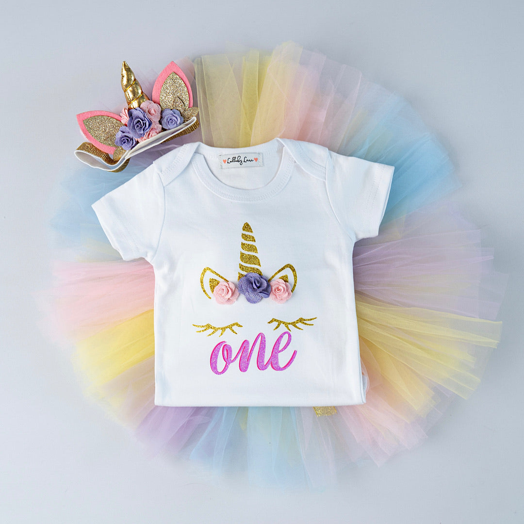 Pastal Rainbow Unicorn Birthday Outfit 🦄