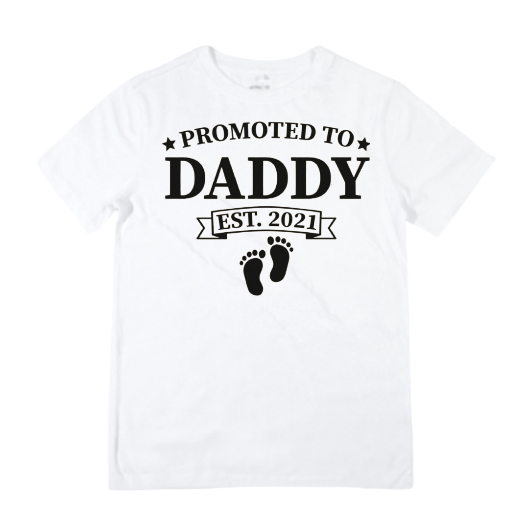 Promoted to Daddy 2021 - Matching Shirts - White