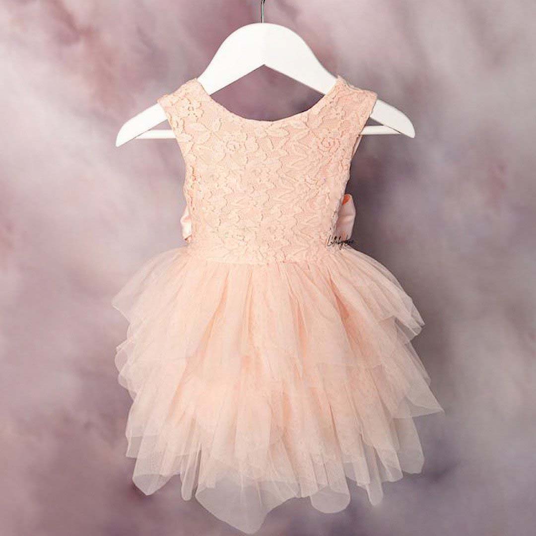 Peach Sash Tulle Dress