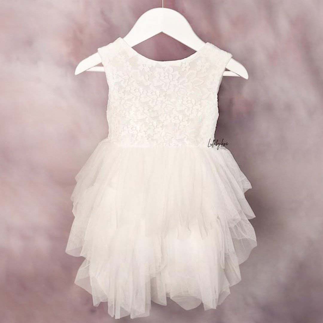 White Rose Gold First Birthday Tulle Dress - Lullaby Lane Couture