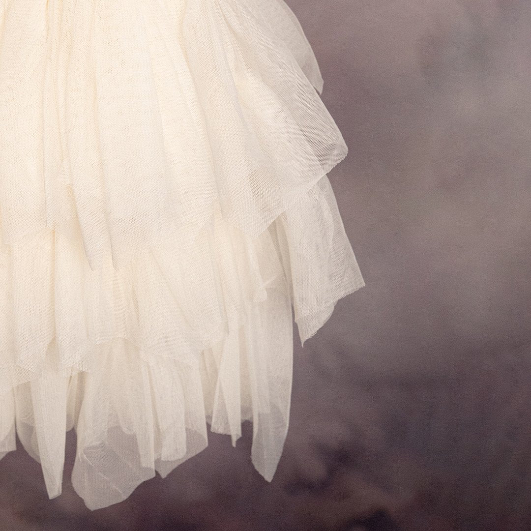 Ivory Sash Tulle Dress