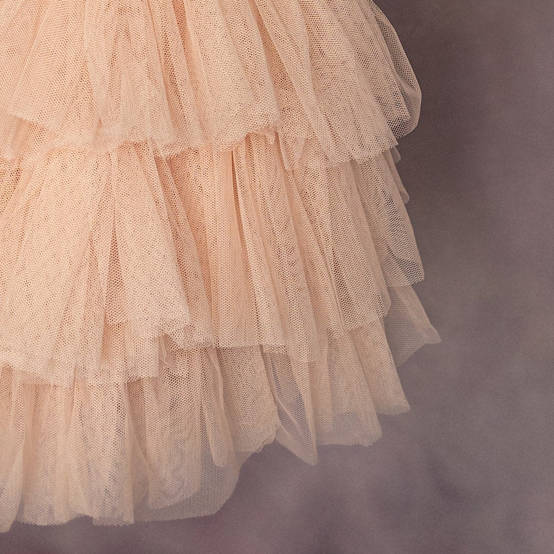 Lacey Peach Tulle Dress