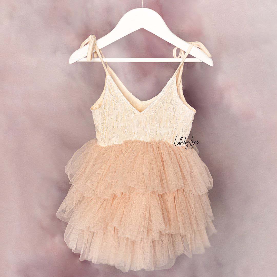 Lacey Peach First Birthday Tulle Dress - Lullaby Lane Couture