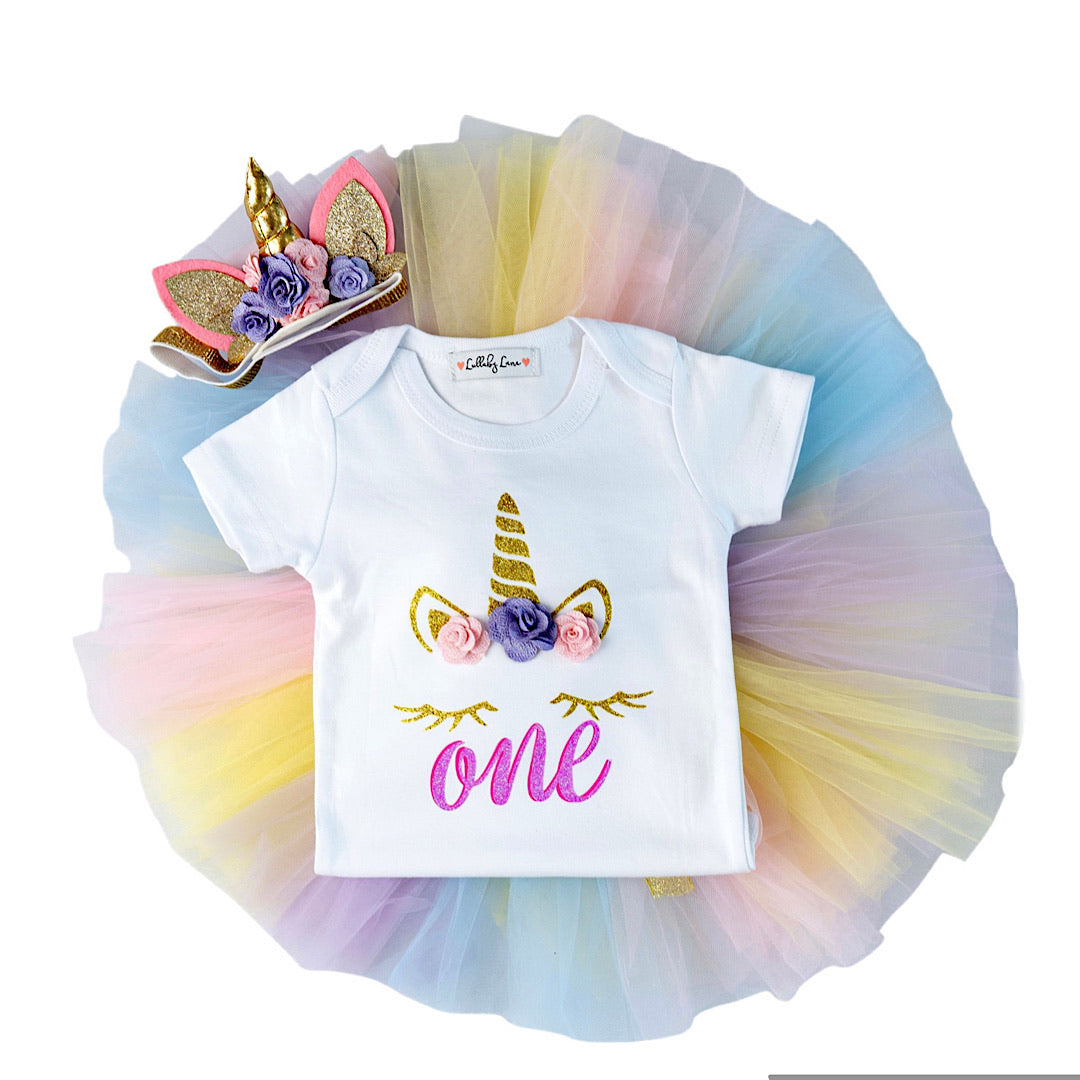 Pastal Rainbow Unicorn Birthday Outfit 🦄