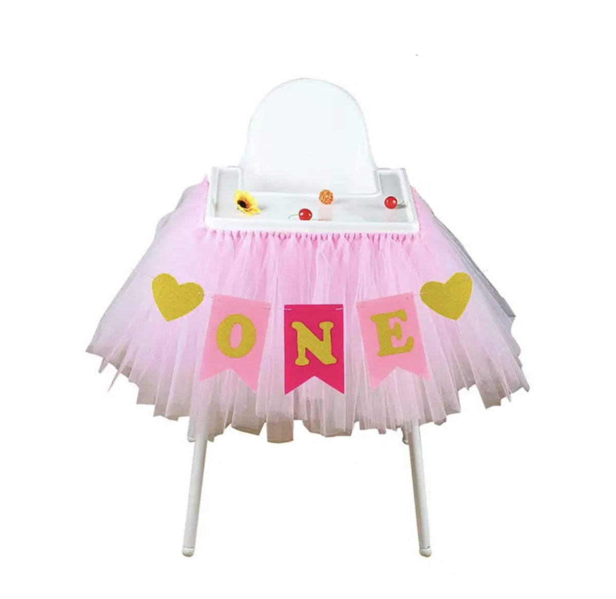 Pink Highchair Tulle & Highchair ONE Banner
