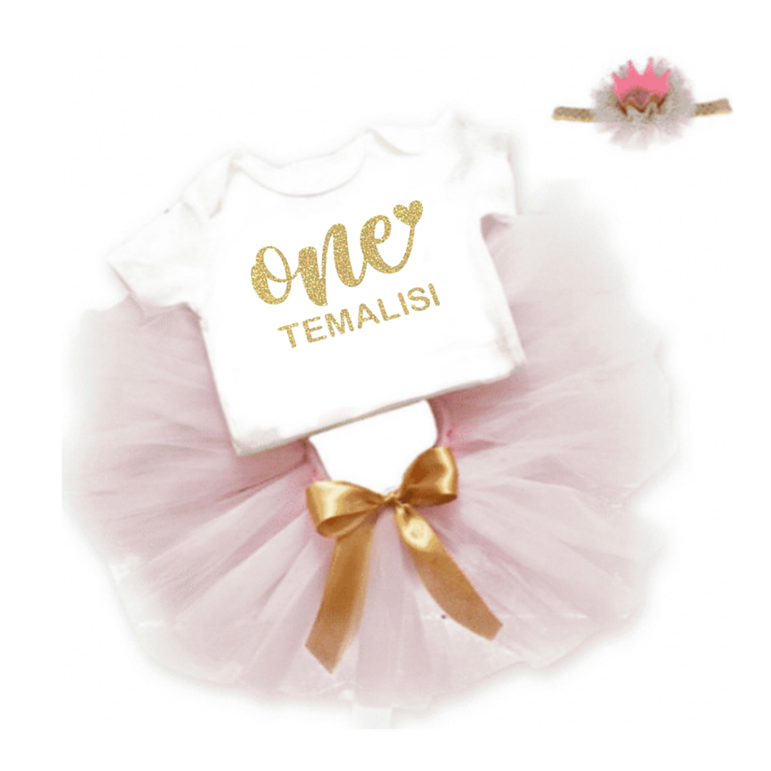 Personalised - Golden Heart First Birthday Outfit