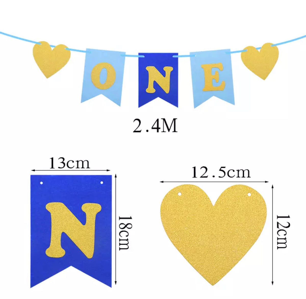 Blue and Gold ONE Party Banner