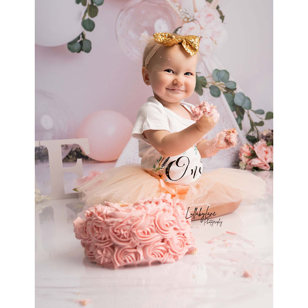 Peach Flower Birthday Dress