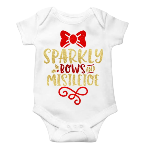 Sparkly Bows & Mistletoe Bodysuit 🎄 Lullaby Lane Design