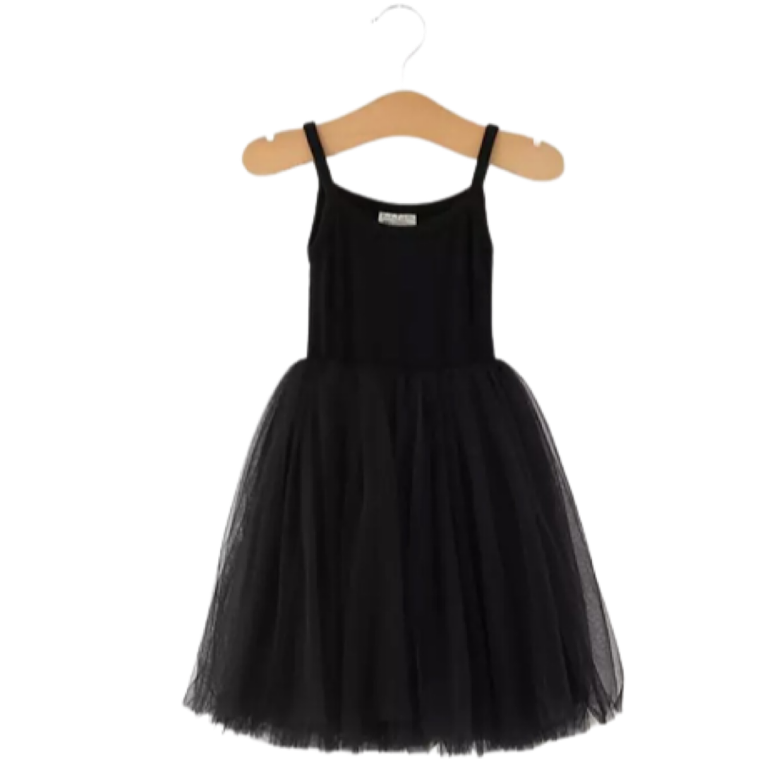 Simple Midnight Black Tulle Dress