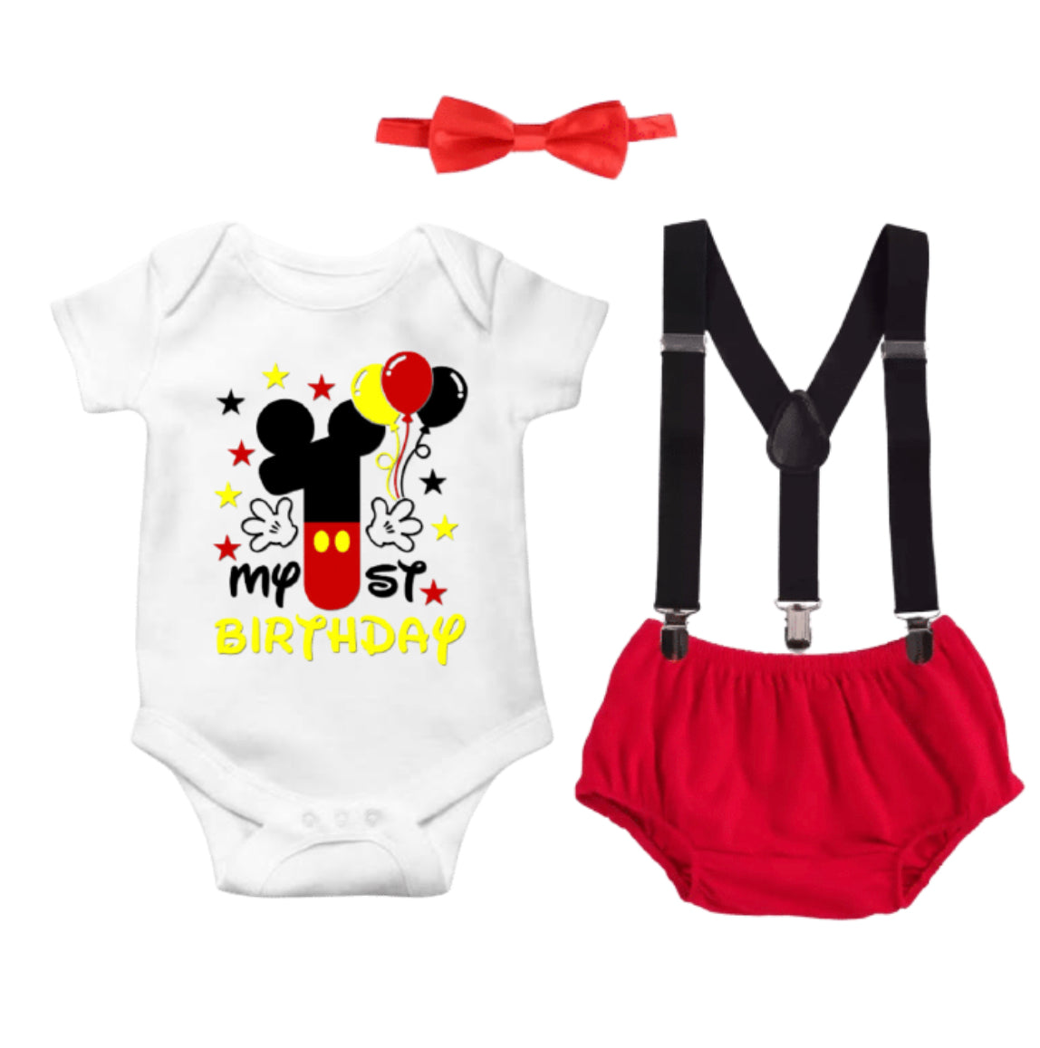 Mickey Mouse Inspired Boys First Birthday Set - Lullaby Lane Designs