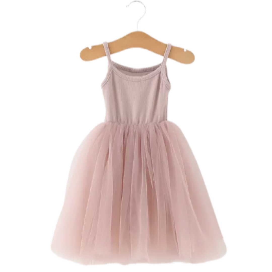 Simple Rose Pink Tulle Dress
