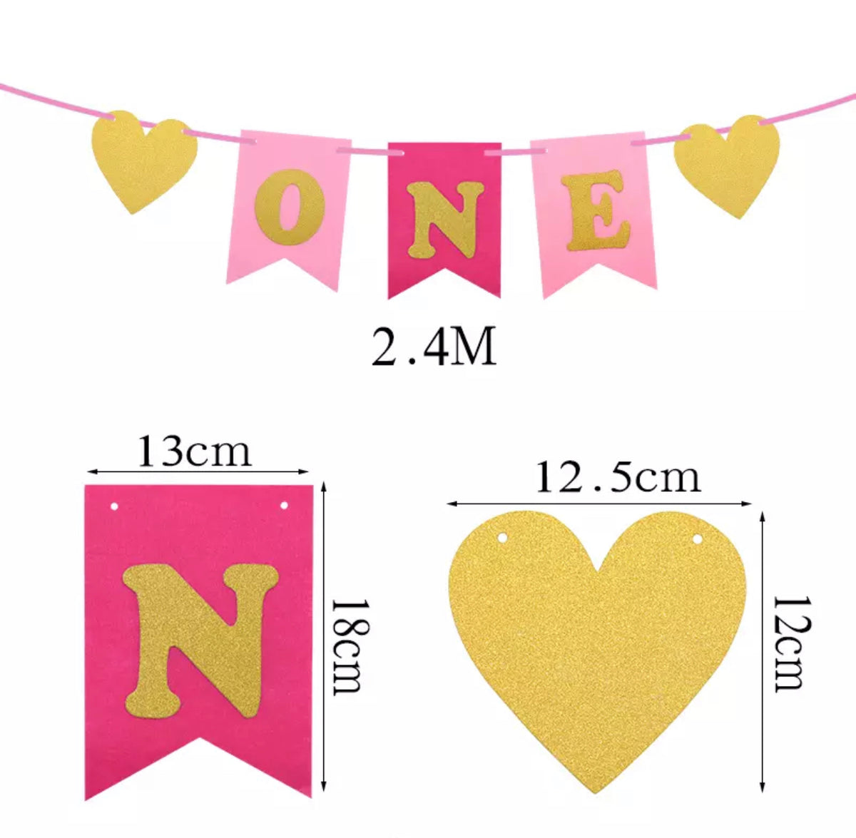 Pink and Gold ONE Party Banner