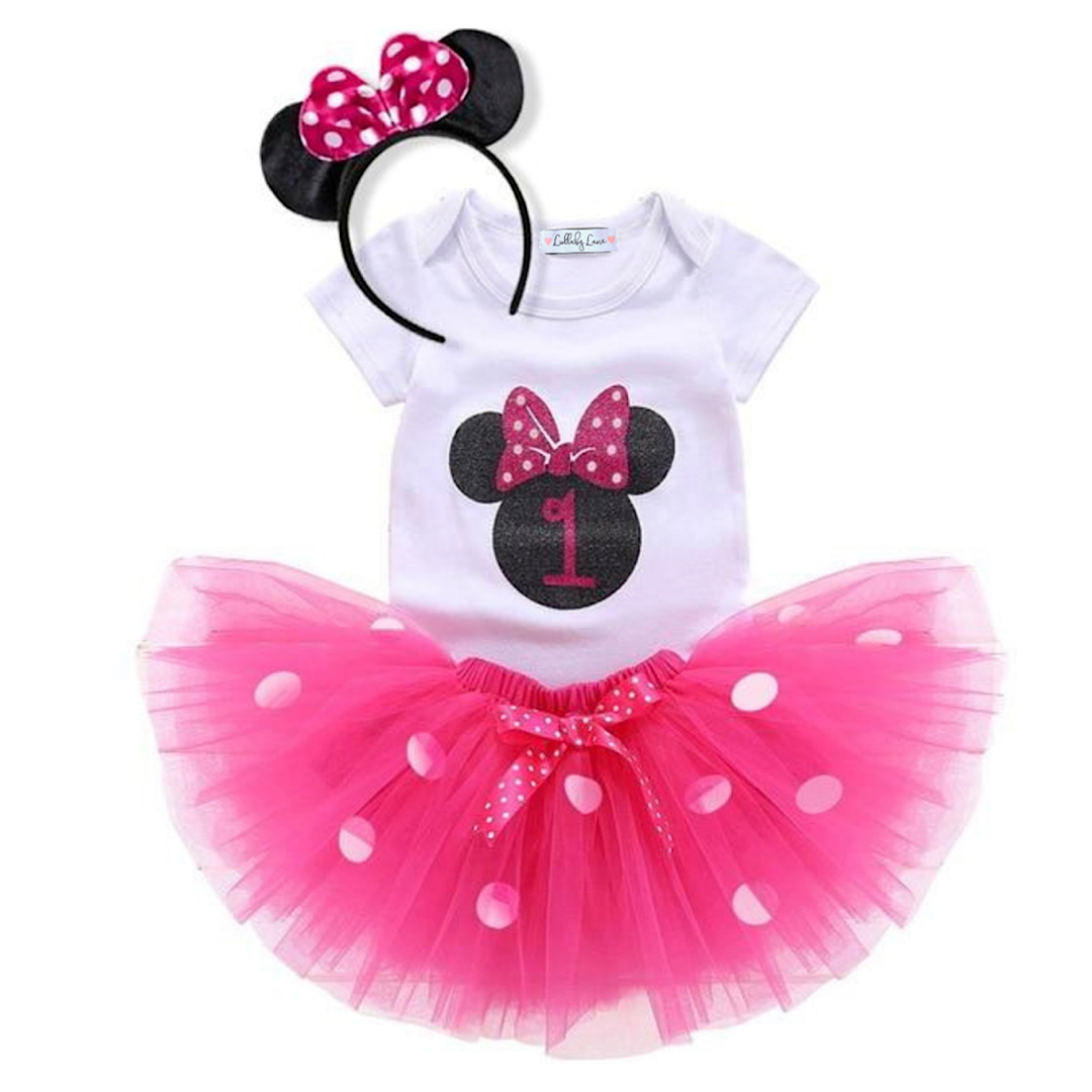 Pink Minnie Mouse First Birthday Outfit