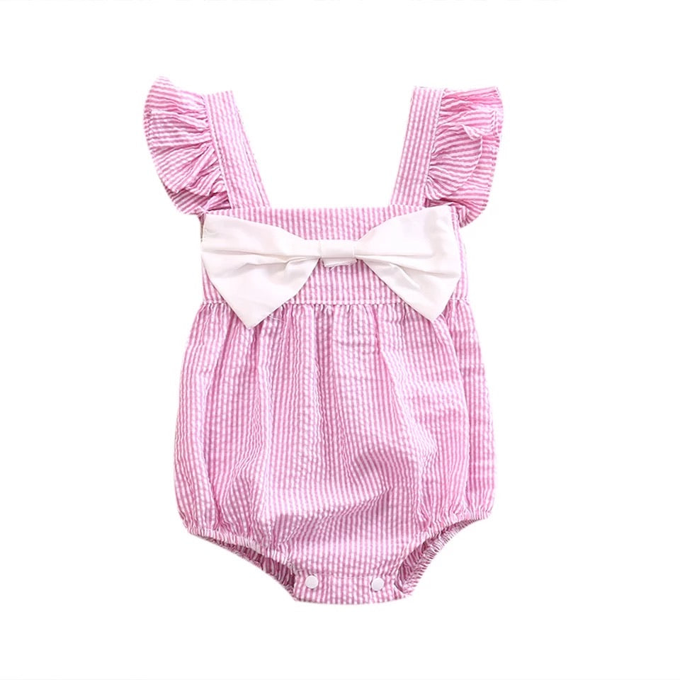 Pink Ruffled Bow Romper