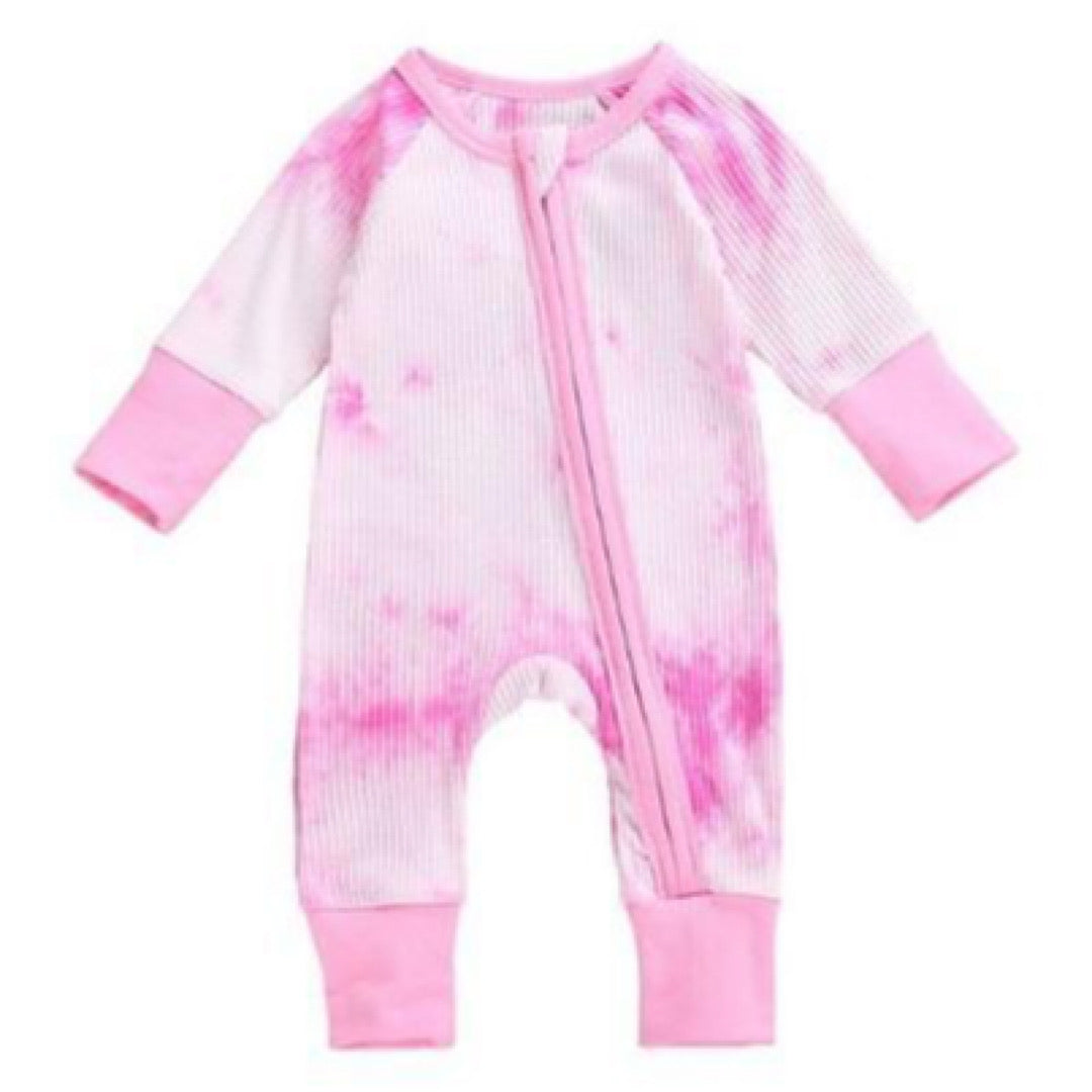 Pink Zipper Tie-Dye Onesie