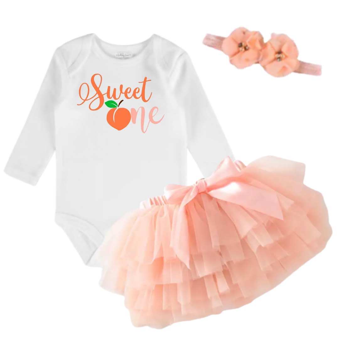 Sweet Peachy One First Birthday Set - Lullaby Lane Designs