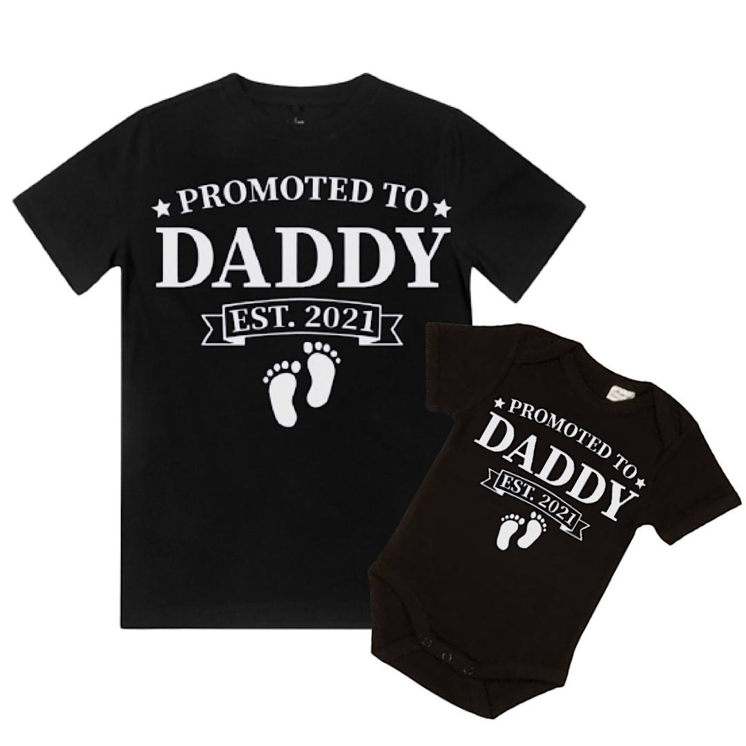 Promoted to Daddy 2021 - Matching Shirts - Black