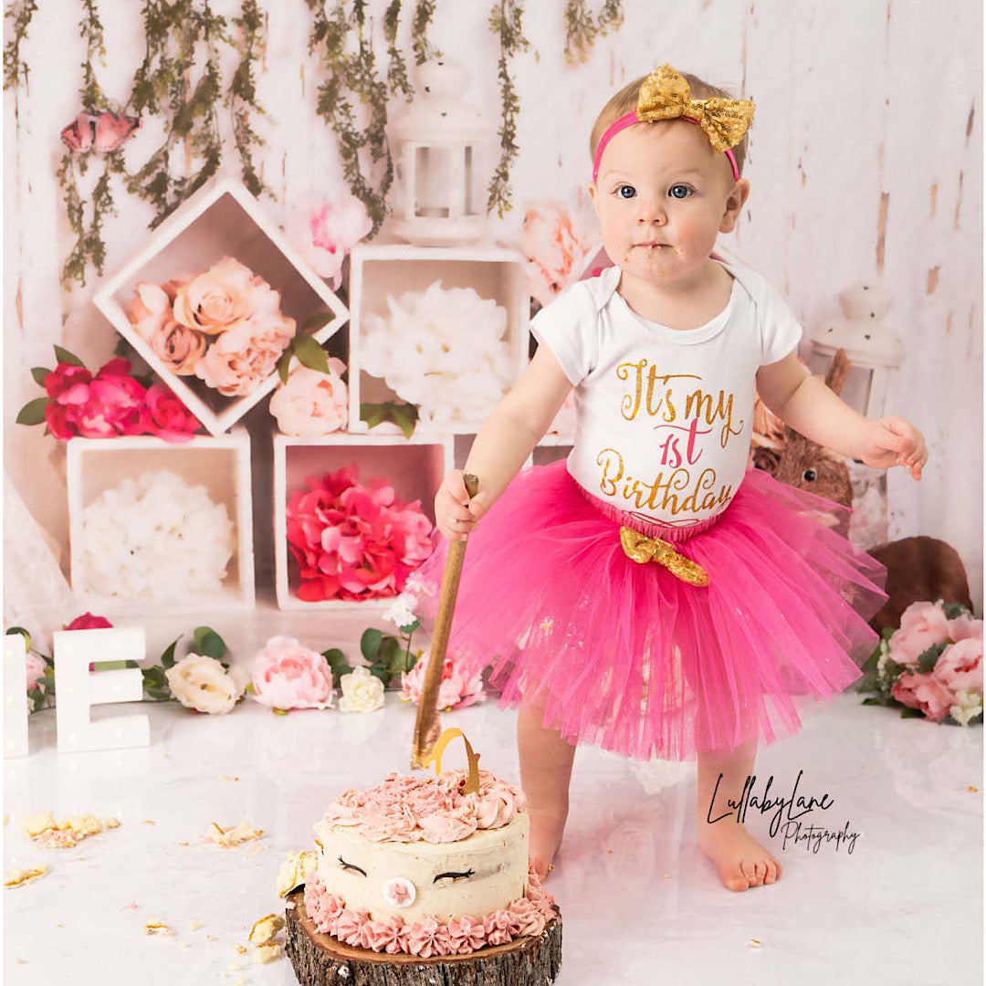 Hot Pink 1st Bow Birthday Dress