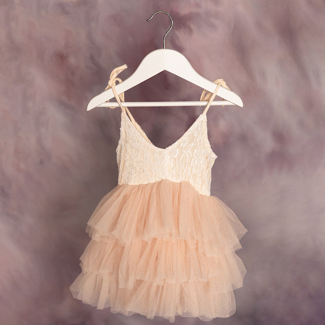 Lacey Peach First Birthday Tulle Dress - Lullaby Lane Couture