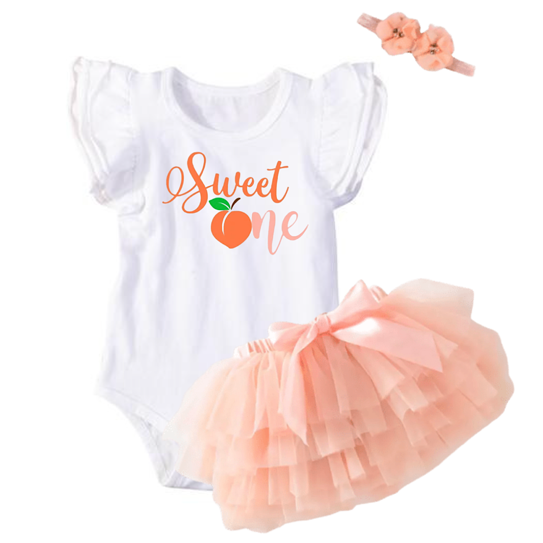 Sweet Peachy One First Birthday Set - Lullaby Lane Designs