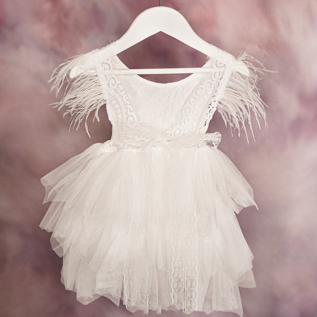 White Princess Tulle First Birthday Dress - Lullaby Lane Couture