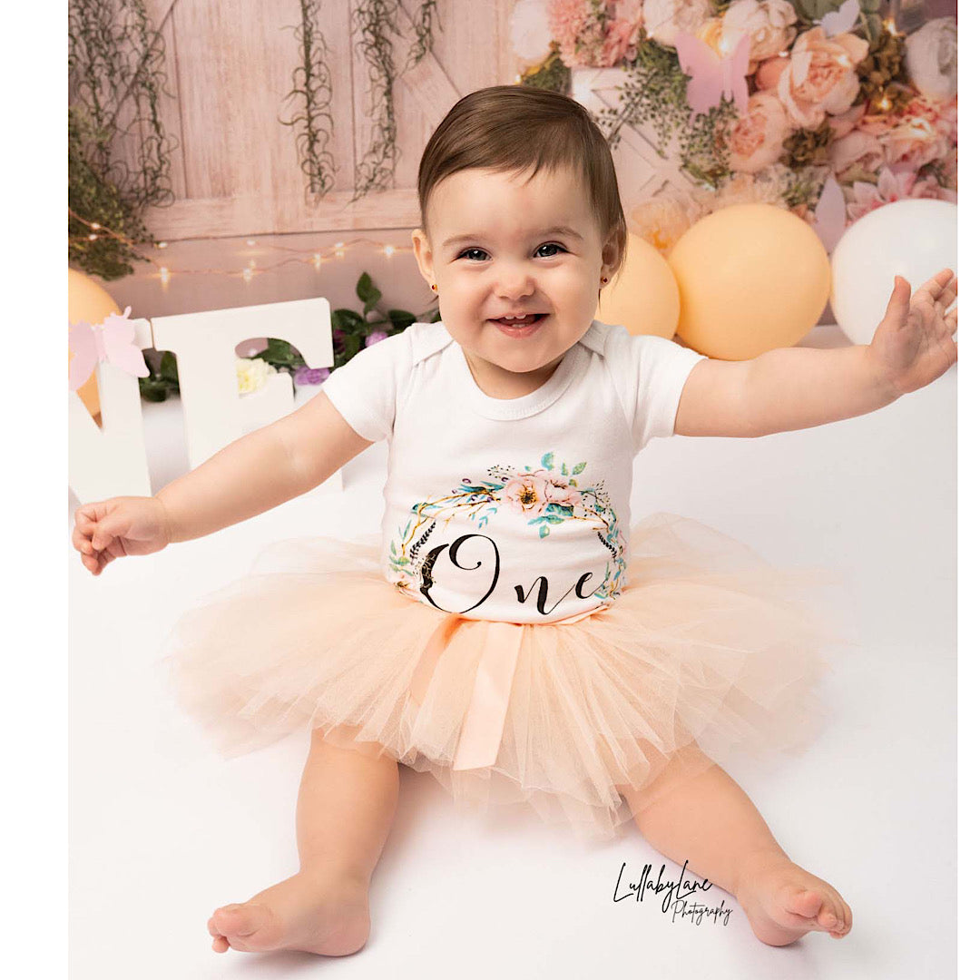 Peach Flower Birthday Dress