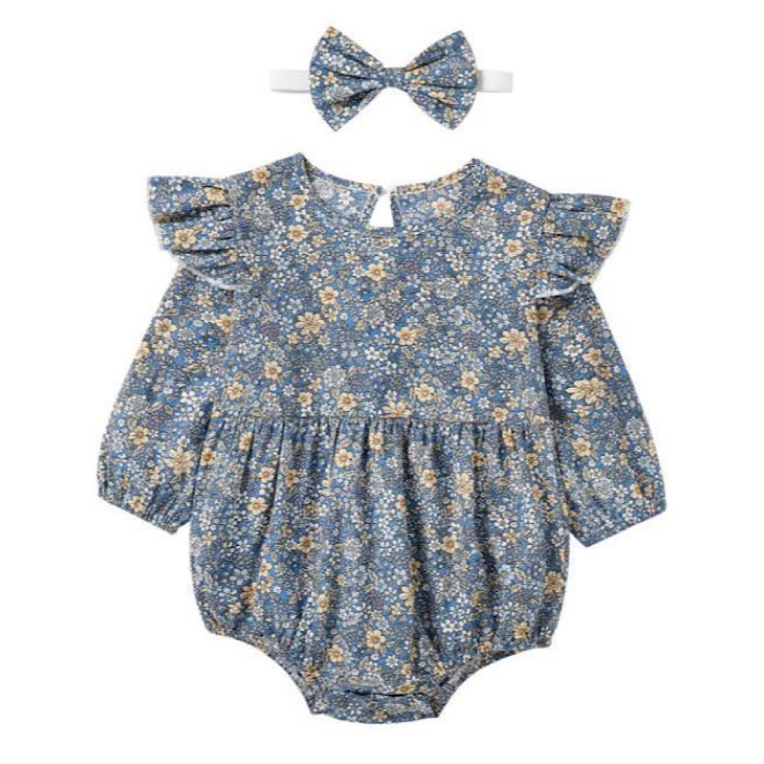 Deep Blue Adeline Long Sleeve Romper + Headband