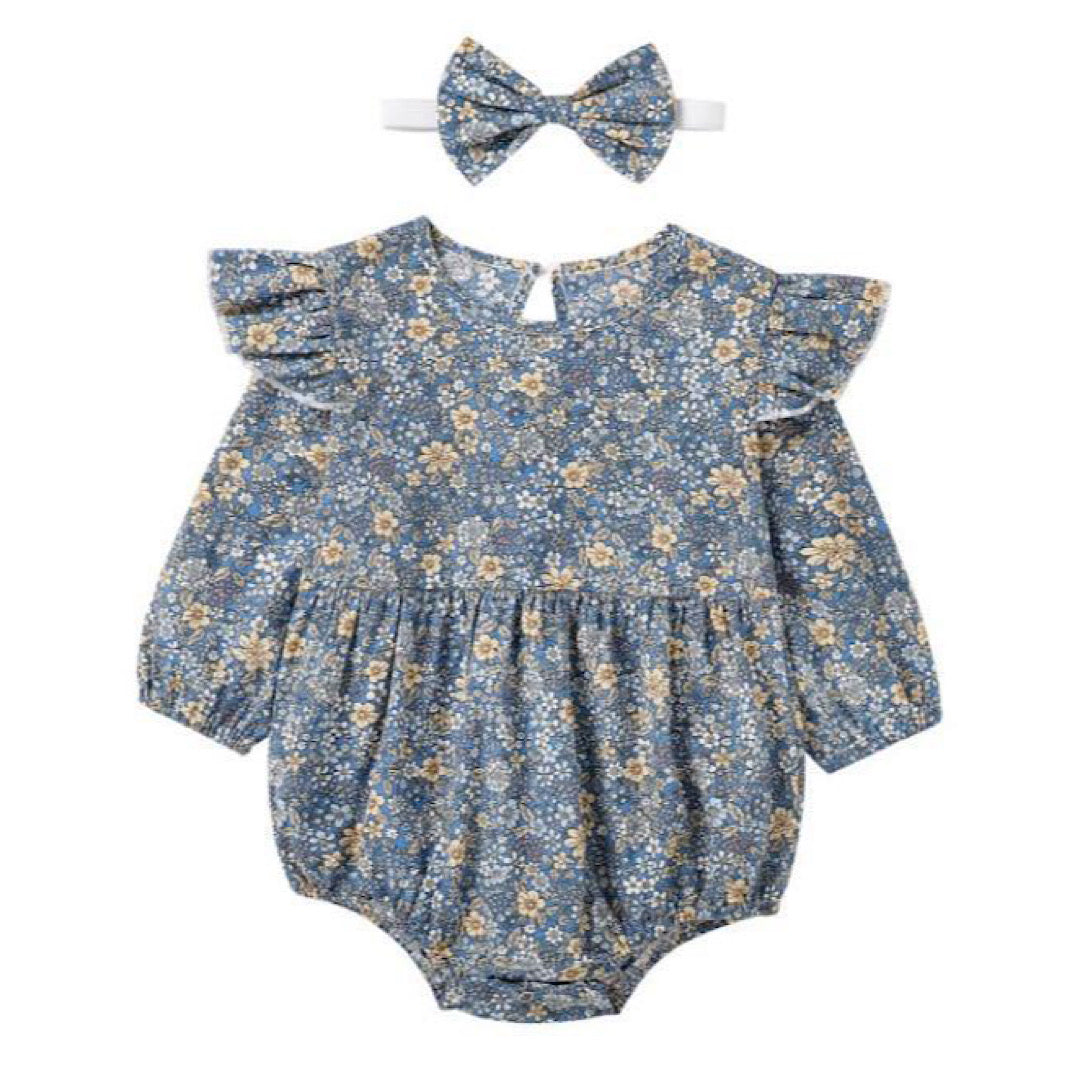 Deep Blue Adeline Long Sleeve Romper + Headband