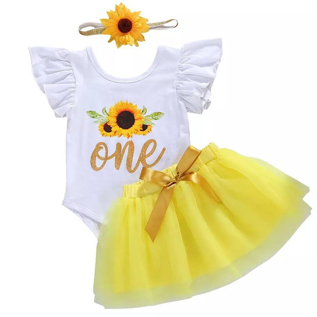 White Sunflower Birthday Outfit