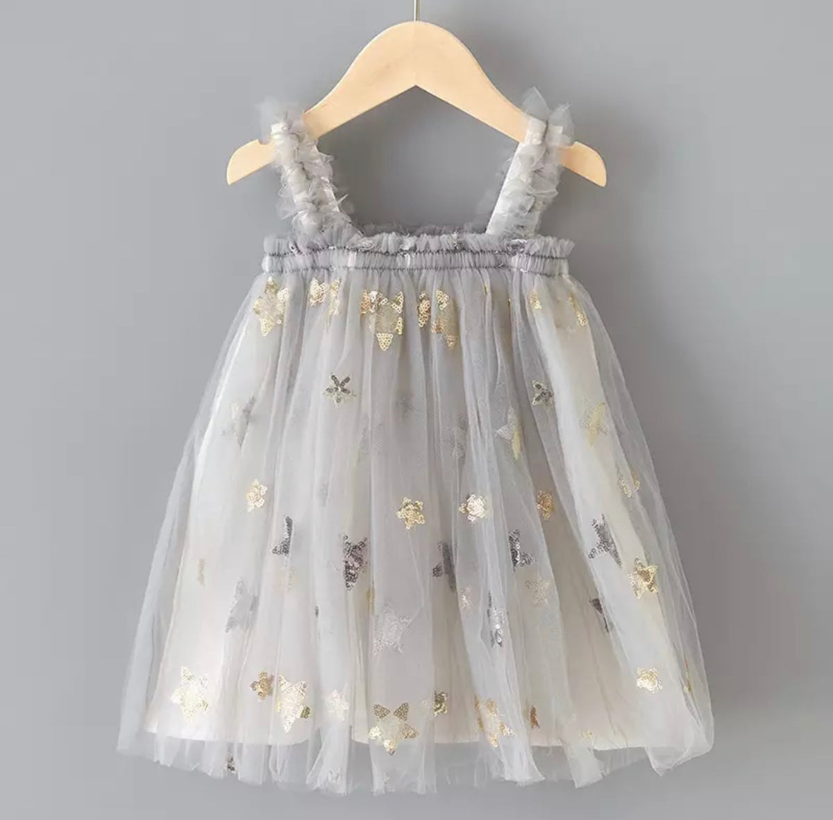 Tulle Star Dreams Dress in Silver Gray