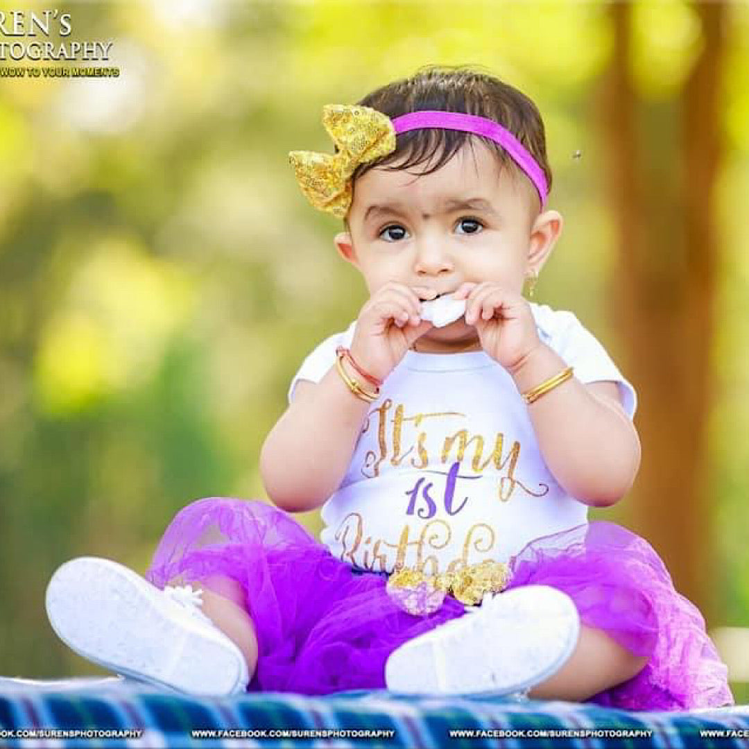 Purple 1st Bow Birthday Dress