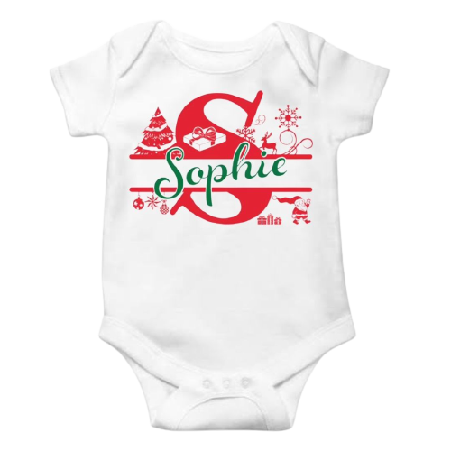 Red & Green Personalised Christmas Bodysuit 🎄 Lullaby Lane Design