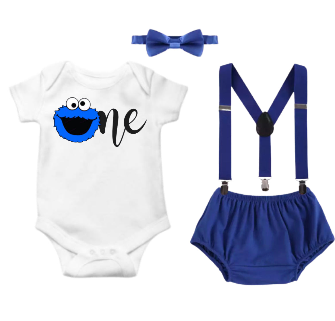 Cookie Monster Inspired Boys First Birthday Set - Lullaby Lane Designs
