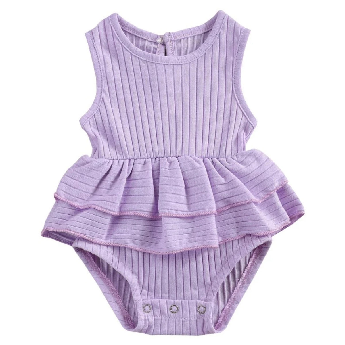 Ribbed Lilac Frilly Romper