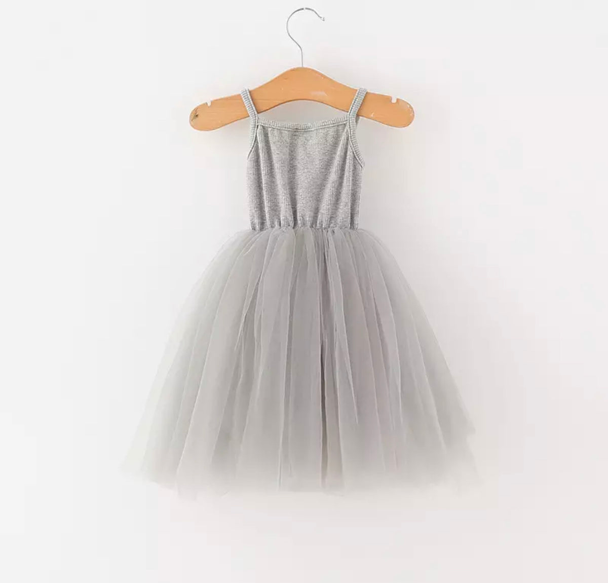 Simple Dusty Grey Tulle Dress