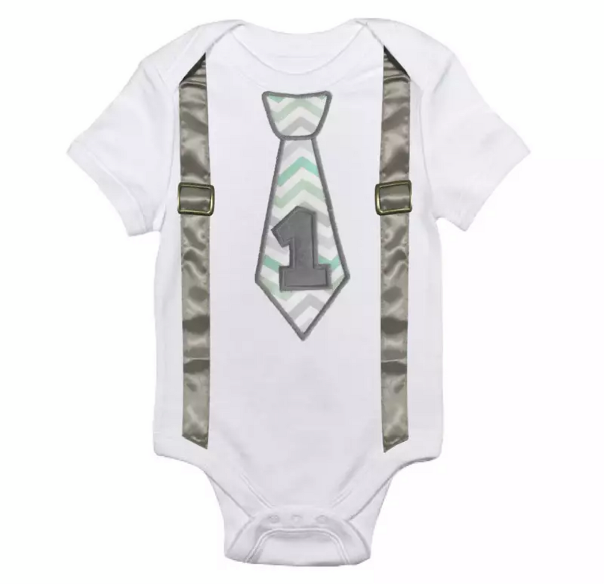 Grey & Green Tie Onesie