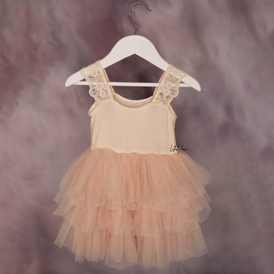 Peach Lace First Birthday Tulle Dress - Lullaby Lane Couture