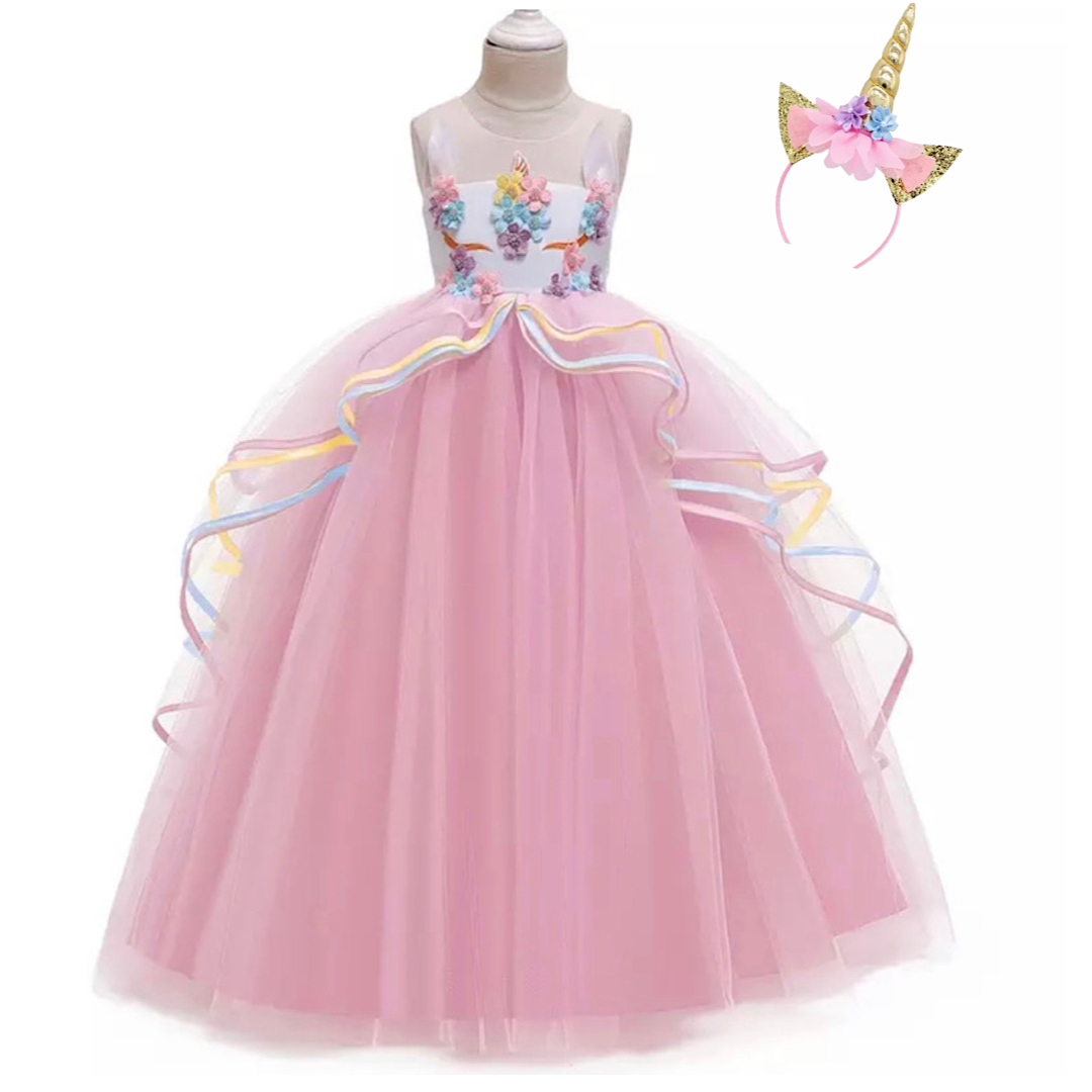 Unicorn Pink Tulle Dress + Unicorn Headband