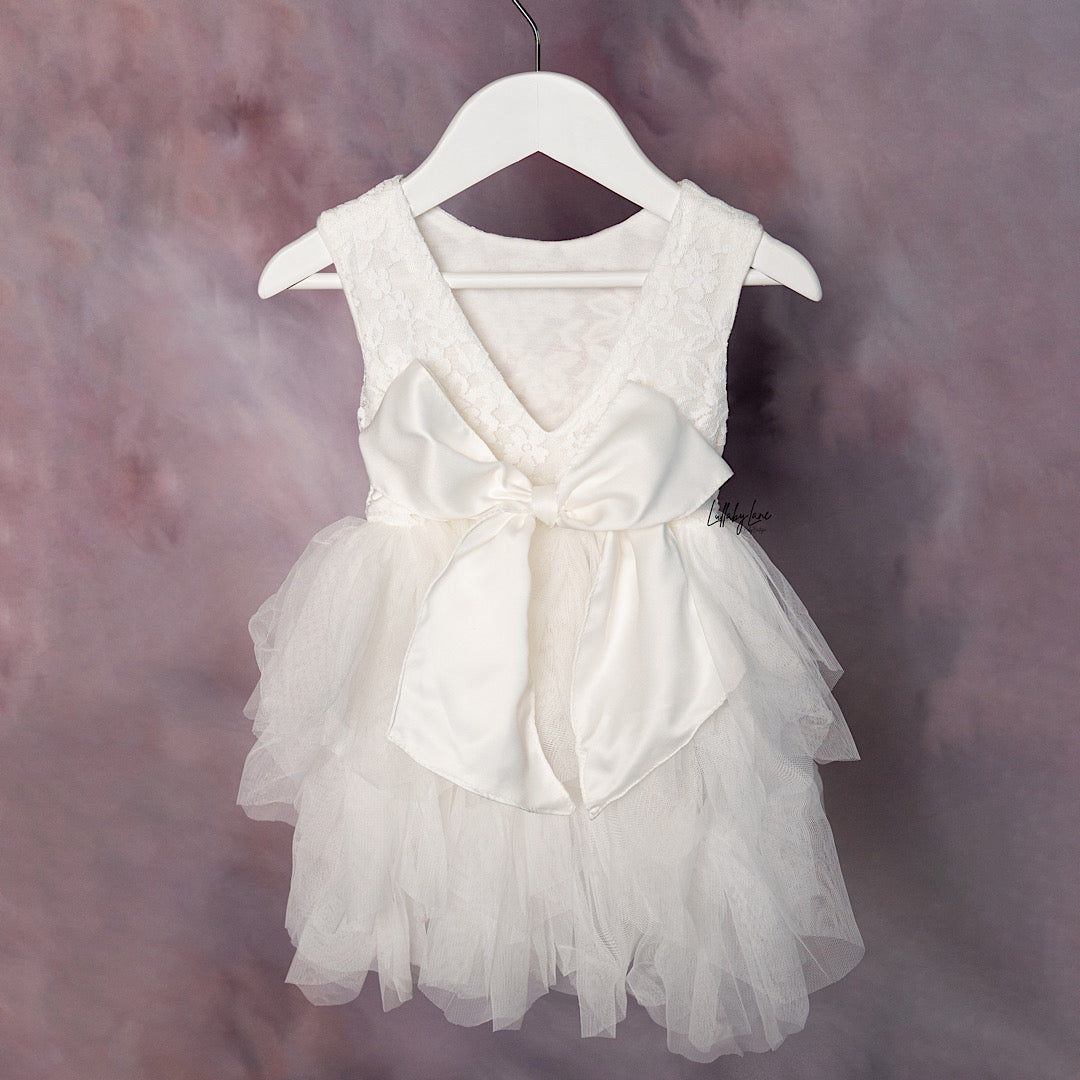 White Rose Gold First Birthday Tulle Dress - Lullaby Lane Couture