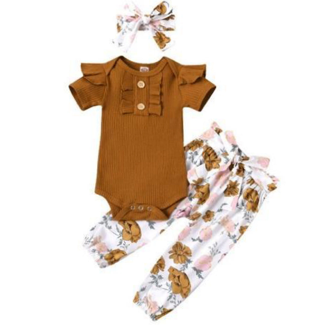 Tanned Ruffled Button Winter Set